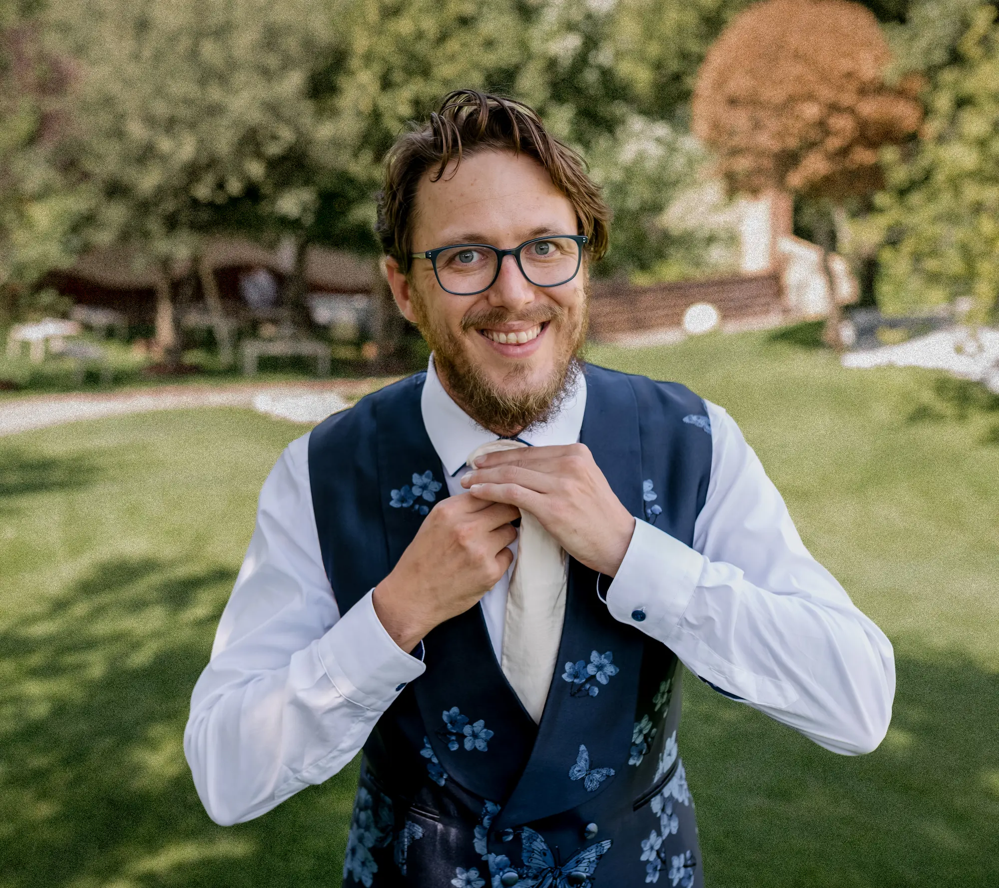 A photograph of me from my wedding day